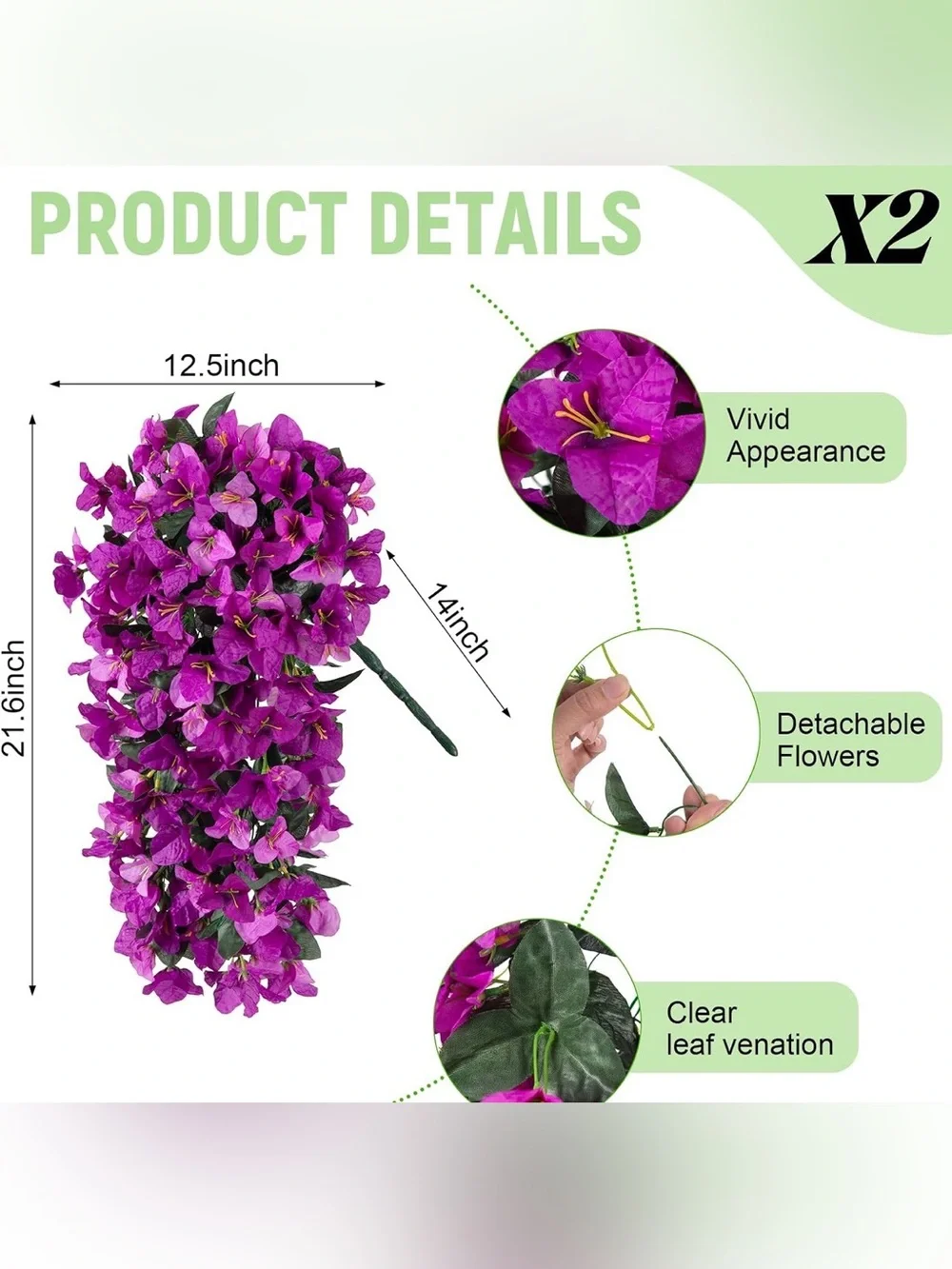 Fake Artificial Flowers for Outdoors Decoration 2 pcs